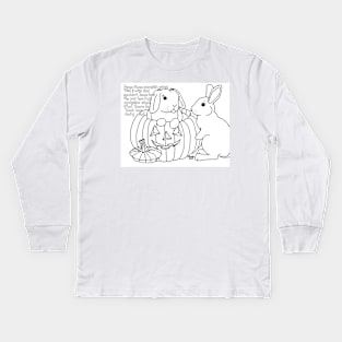 Bunny Nursery Rhyme Series-Peter, Peter, Pumpkin Eater b&w Kids Long Sleeve T-Shirt